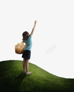 摘柿子的女孩摘星星的小女孩高清图片