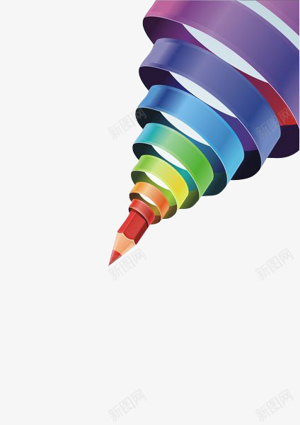 彩色旋转状铅笔png免抠素材_新图网 https://ixintu.com 写字 学习 彩色 彩铅 铅笔