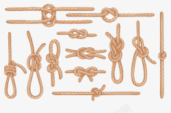 登山绳子各种绳结高清图片