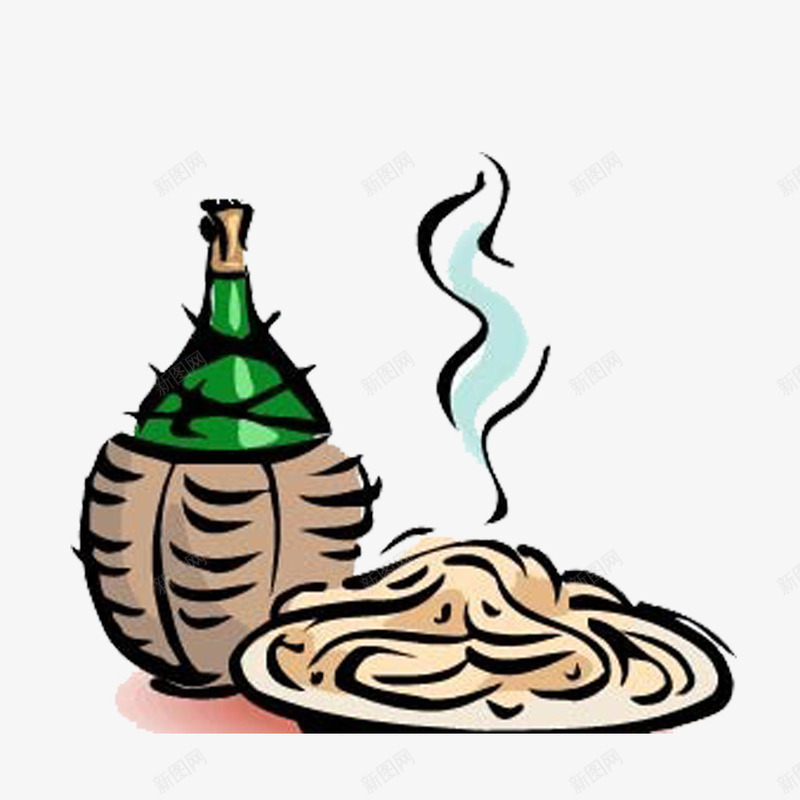 生活的品味png免抠素材_新图网 https://ixintu.com 手绘 绘画 装饰 酒 面条