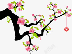植物挂饰粉色中国风桃花高清图片