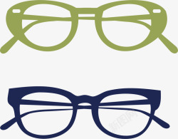 蓝绿色框架时尚眼镜矢量图素材