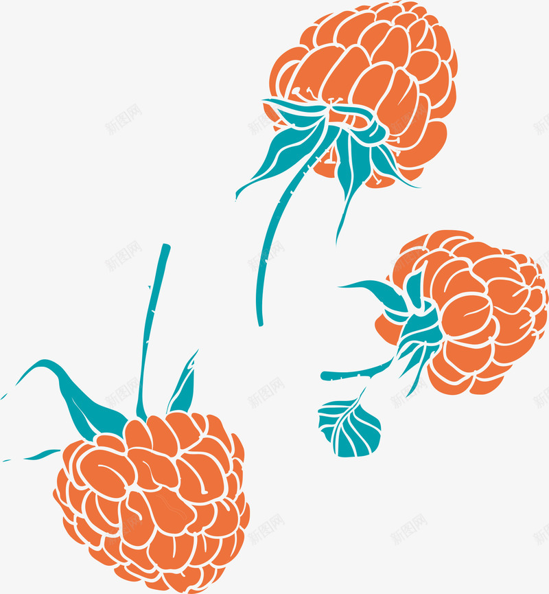 橙色野草莓png免抠素材_新图网 https://ixintu.com 果实 树叶 树莓 野果