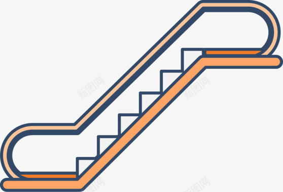 橙色自动扶梯矢量图图标图标
