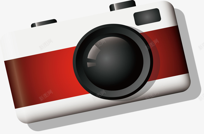 红白条纹照相机png免抠素材_新图网 https://ixintu.com 拍照 照相机 相机 矢量素材 红白色
