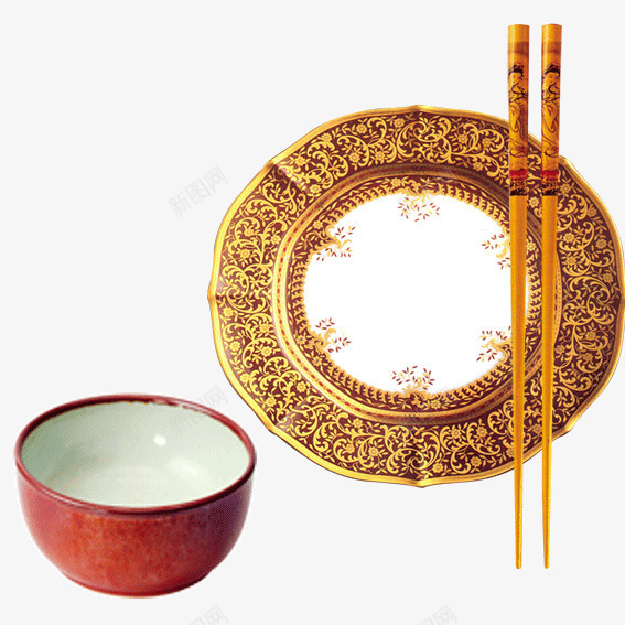 一套餐具碟子碗和筷子psd免抠素材_新图网 https://ixintu.com 生活用品 碟子 筷子 餐具