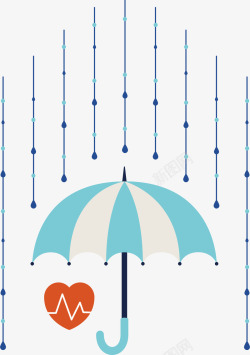 健康险蓝白条纹雨伞矢量图高清图片