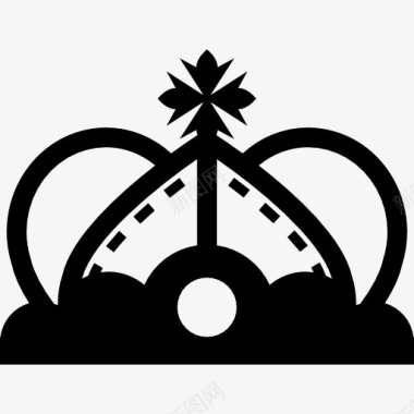 复古皇冠与十字架上图标图标