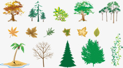 各种彩色树与叶子矢量图素材