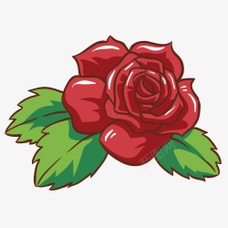 手绘一朵红色玫瑰花矢量图素材
