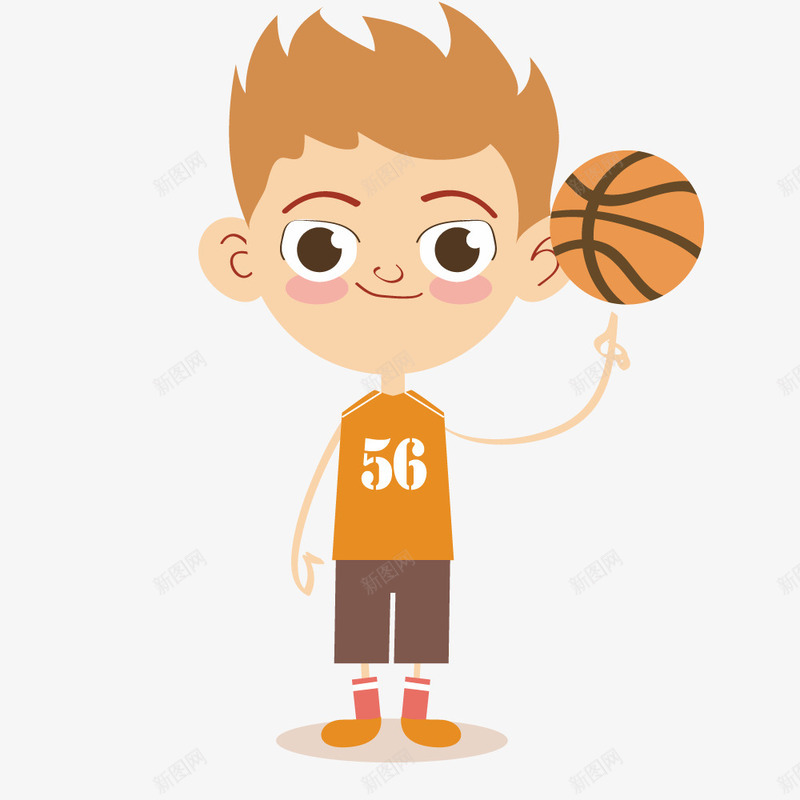打篮球的小男孩png免抠素材_新图网 https://ixintu.com 卡通 小男孩 帅气 橙色 篮球