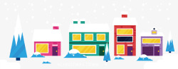 彩色房子圣诞横幅矢量图素材