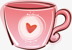 桃心杯子粉色咖啡杯矢量图高清图片
