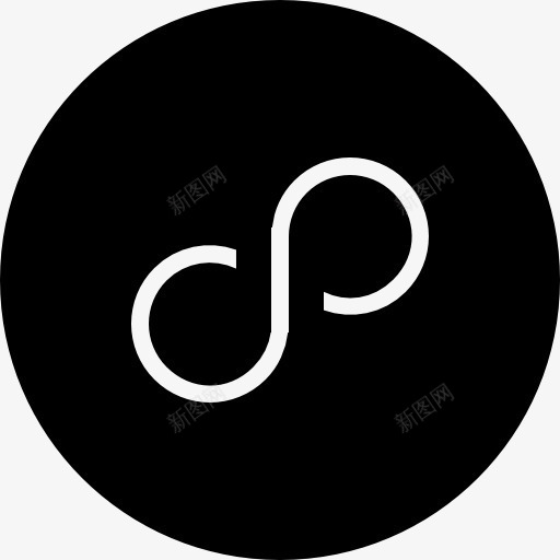 无限符号在黑色的圆形按钮图标png_新图网 https://ixintu.com 圆形的 填充圆形 按钮 旋转 无限的 界面 符号 黑