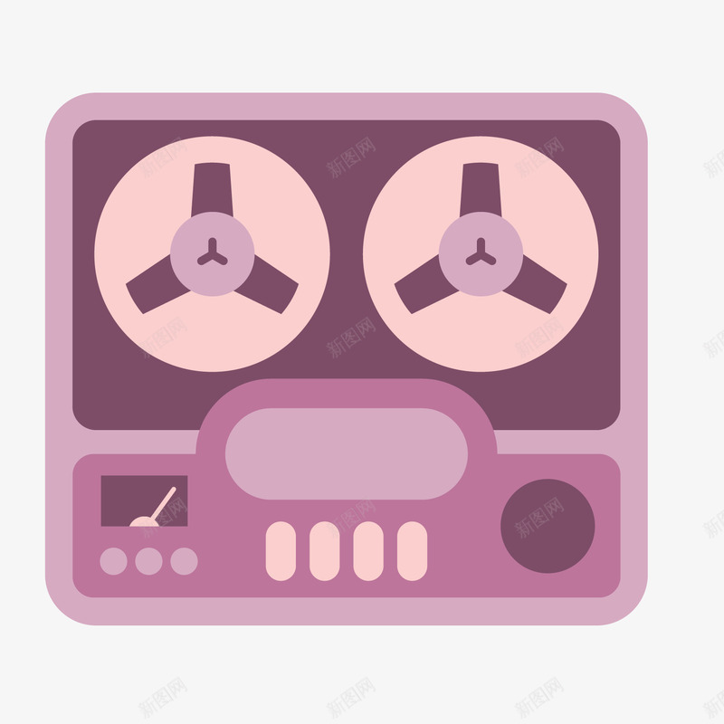 紫色圆角录音机元素矢量图ai免抠素材_新图网 https://ixintu.com 卡通插画 圆角 录音机 扁平化 旋转 科技 紫色 矢量图