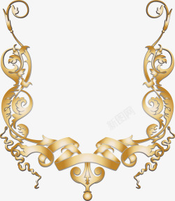 藤蔓标志金色绸带框架高清图片