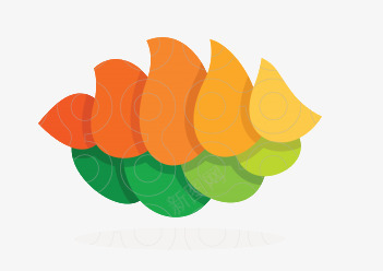 创意几何图标png_新图网 https://ixintu.com 创意logo 叶子 拼接图 橙色渐变 绿色渐变 设计