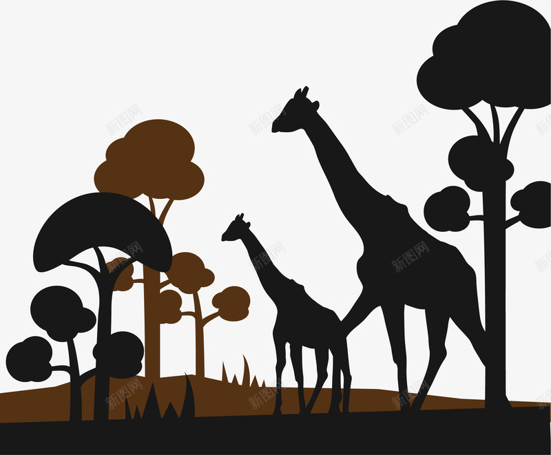 树林里的长颈鹿简笔画png免抠素材_新图网 https://ixintu.com 树木 树林 植物 简笔画 绿植 野生动物 长颈鹿