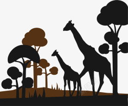 树林里的长颈鹿简笔画素材