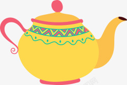 创意茶壶彩色卡通水壶插画装饰矢量图高清图片