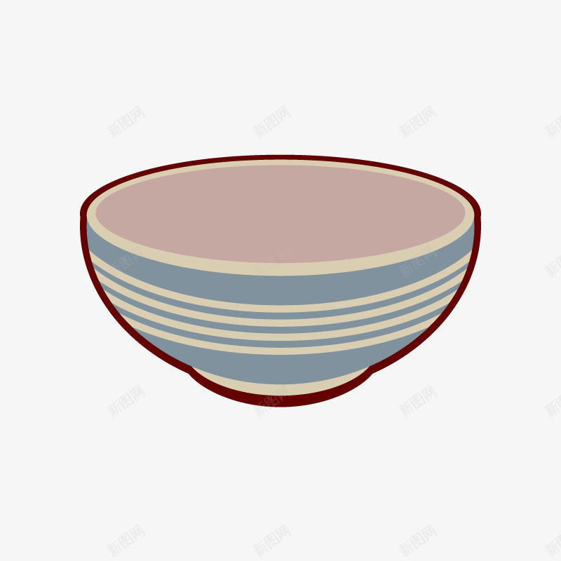 蓝色条纹图案的小碗png免抠素材_新图网 https://ixintu.com 卡通 厨房用具 吃饭 小碗 条纹图案 盛饭 餐具