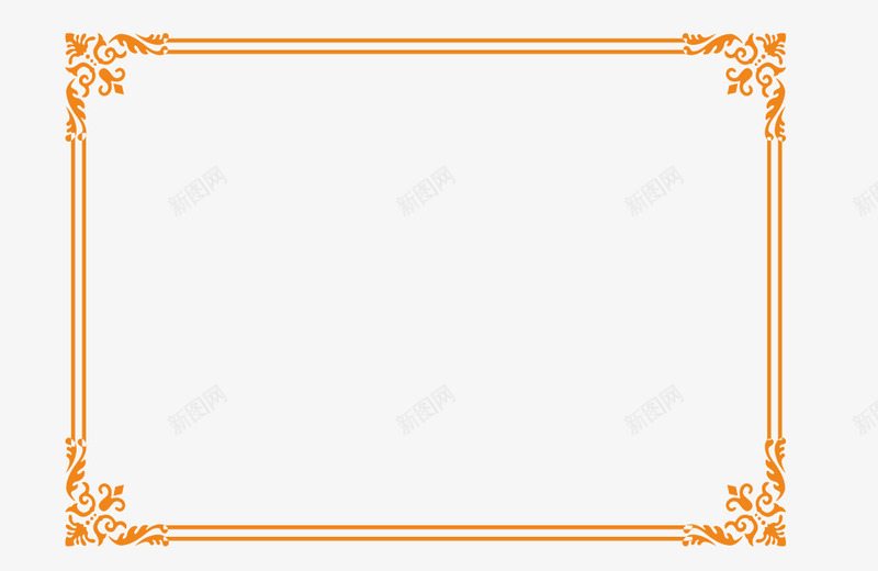 橙色花纹矩形装饰边框png免抠素材_新图网 https://ixintu.com 橙色 矩形 花纹 装饰边框
