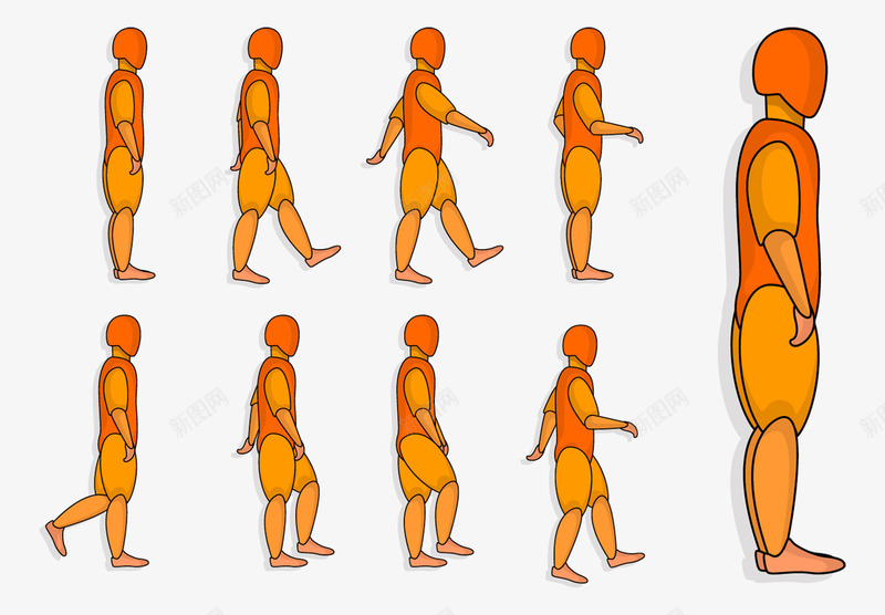 手绘走路图png免抠素材_新图网 https://ixintu.com png图片 免费png 各种姿势 手绘 行走 行走的人