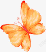 创意手绘水彩橙色的蝴蝶图案素材