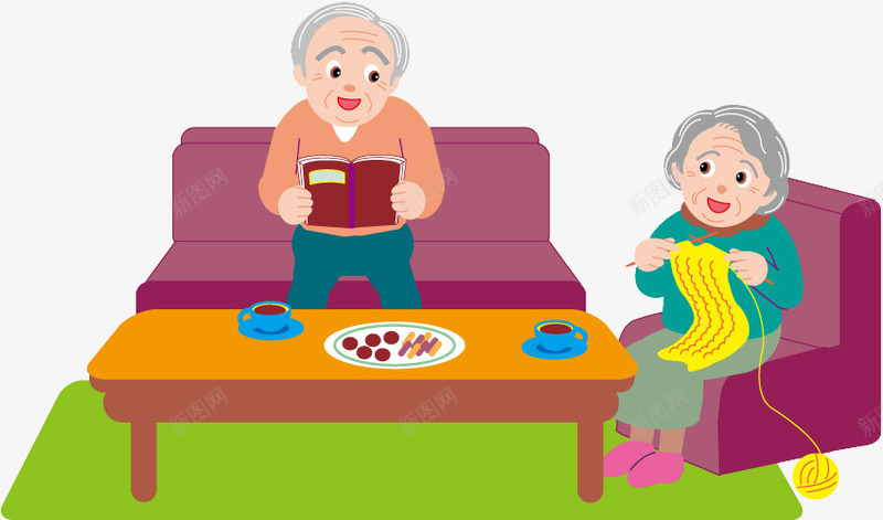 坐在客厅的老年人老年生活png免抠素材_新图网 https://ixintu.com 奶奶 客厅 慈祥的爷爷 爷爷 老年人 老年生活