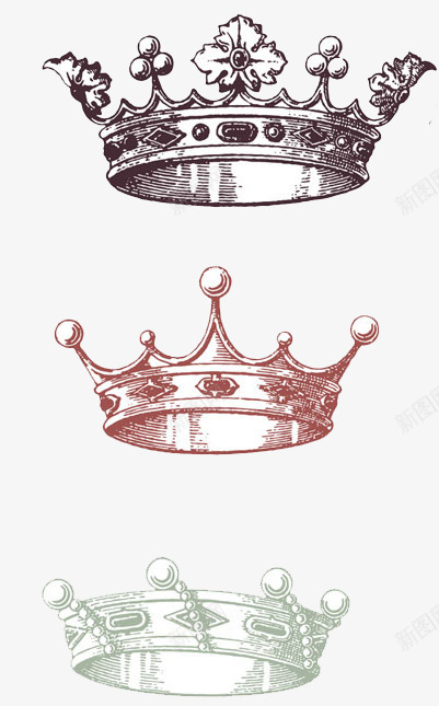 三个皇冠png免抠素材_新图网 https://ixintu.com 皇冠 皇帝饰品 象征地位的皇冠