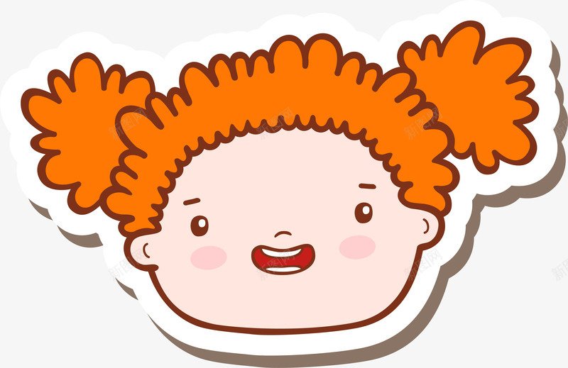 卡通橙色头发女孩png免抠素材_新图网 https://ixintu.com 儿童 卡通可爱 手绘 橙色头发 矢量图案 萌娃 贴纸
