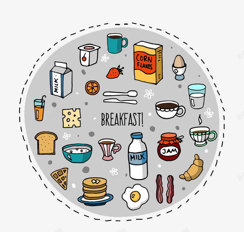 22款彩绘早餐png免抠素材_新图网 https://ixintu.com 健康 卡通 早餐 饮食