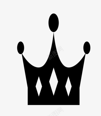 卡通黑白色皇冠标识图标图标
