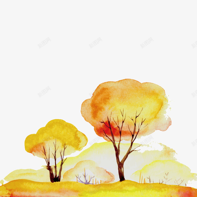 水彩手绘树木风景png免抠素材_新图网 https://ixintu.com 卡通 手绘 树木 水彩 秋季 装饰图案 风景设计