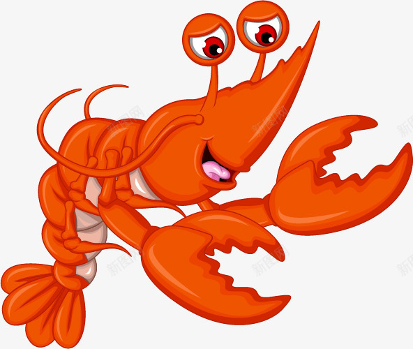 橙色小龙虾png免抠素材_新图网 https://ixintu.com 卡通小龙虾 小龙虾 手绘小龙虾