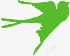 绿色卡通飞翔白鸽剪影素材
