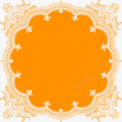 橙色唯美花纹边框素材