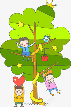 绿树皇冠星星儿童素材