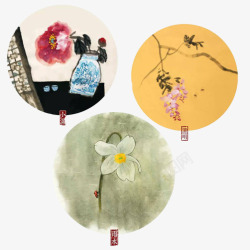 水墨彩色画中国节气彩绘片高清图片