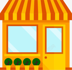 橙色小屋城市小屋街边小店高清图片