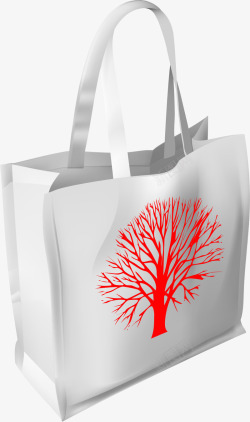 印花购物袋白色红花环保购物袋高清图片