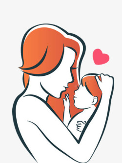 橙色母婴插画素材
