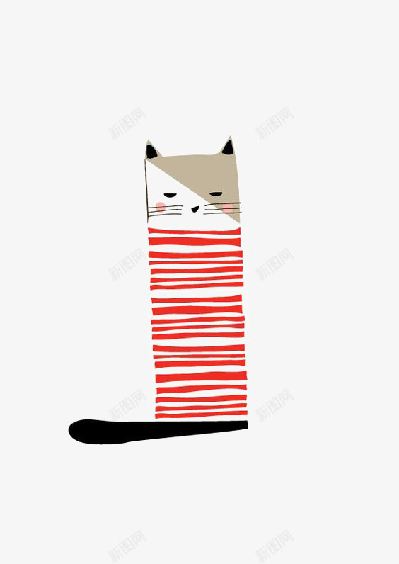线条猫咪png免抠素材_新图网 https://ixintu.com 动物 卡通 可爱 小猫 手绘 条纹毛衣
