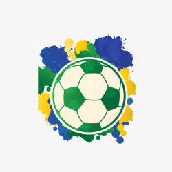 绿色深蓝简笔彩绘的足球高清图片