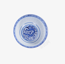 产品实物蓝色花纹青花碗素材
