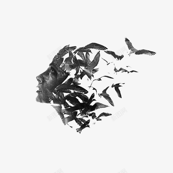 创意女生头像png免抠素材_新图网 https://ixintu.com 创意插画 女生 艺术 飞翔的鸽子 鸽子