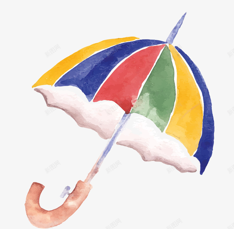 卡通手绘彩虹雨伞png免抠素材_新图网 https://ixintu.com 卡通手绘雨伞 彩虹雨伞 手绘画 雨伞
