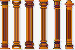 圆柱式橙色墙柱矢量图高清图片