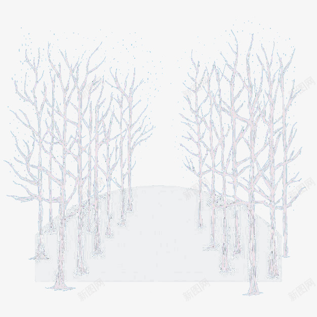 白色的杨树png免抠素材_新图网 https://ixintu.com 树木 笔直 雪地 风景