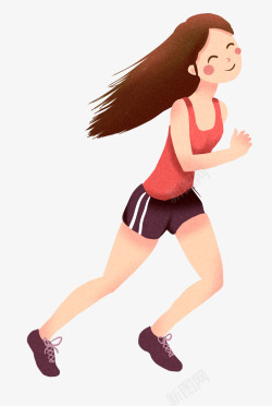 手绘人物插画可爱女孩健身跑步插素材